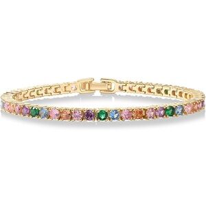 Elegant 14K Gold Plated Multicolor Gemstone Bracelet